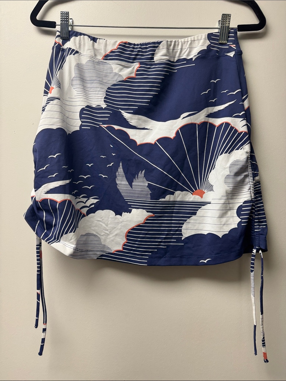 Tori Richard Athletic Swim Utility Skort Size S Cinched Sides Womens Sky Birds